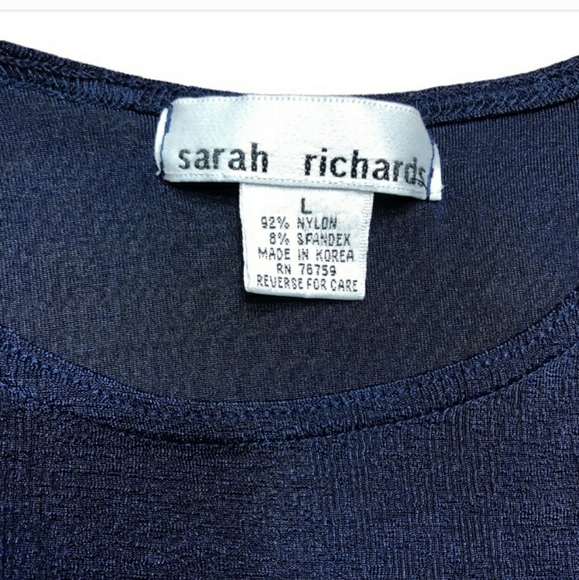 SARAH RICHARDS Navy Sheer Knit Bodysuit Size LargeV.   EUC! - Picture 6 of 6
